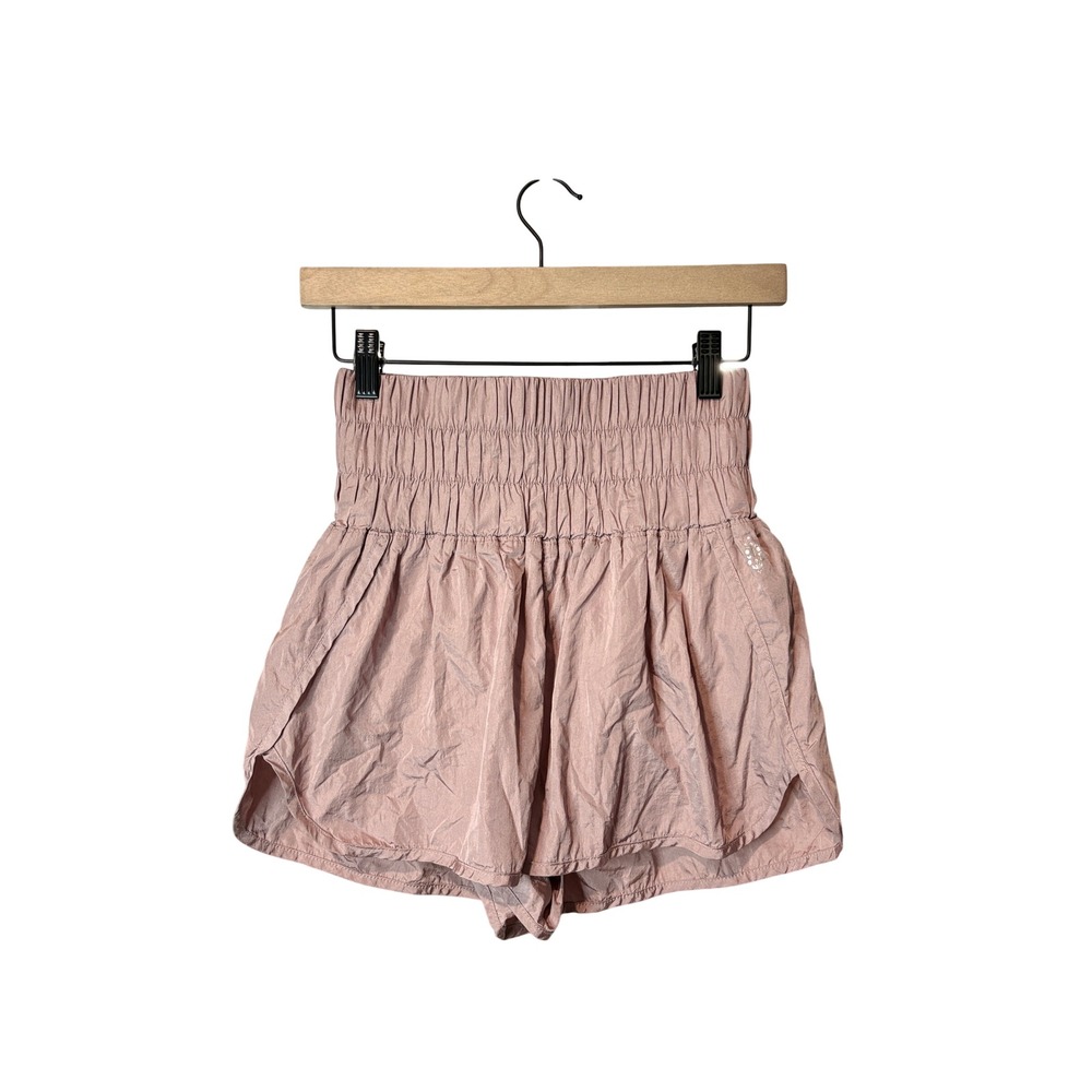 Free People Movement The Way Home Shorts Mauve Pink Smocked High Rise Medium